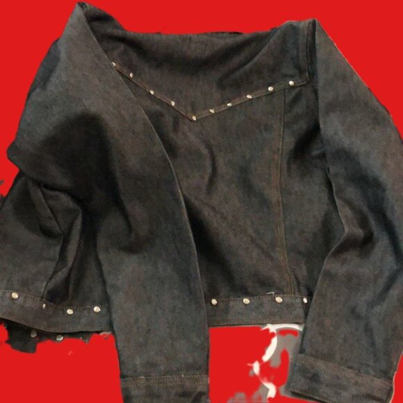 Cruel Girl black studded Jean jacket size Large - Picture 4 of 5